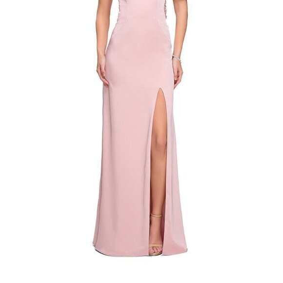 NWT La Femme 25767 Jersey Prom Dress Pink Size 2 - Picture 4 of 8
